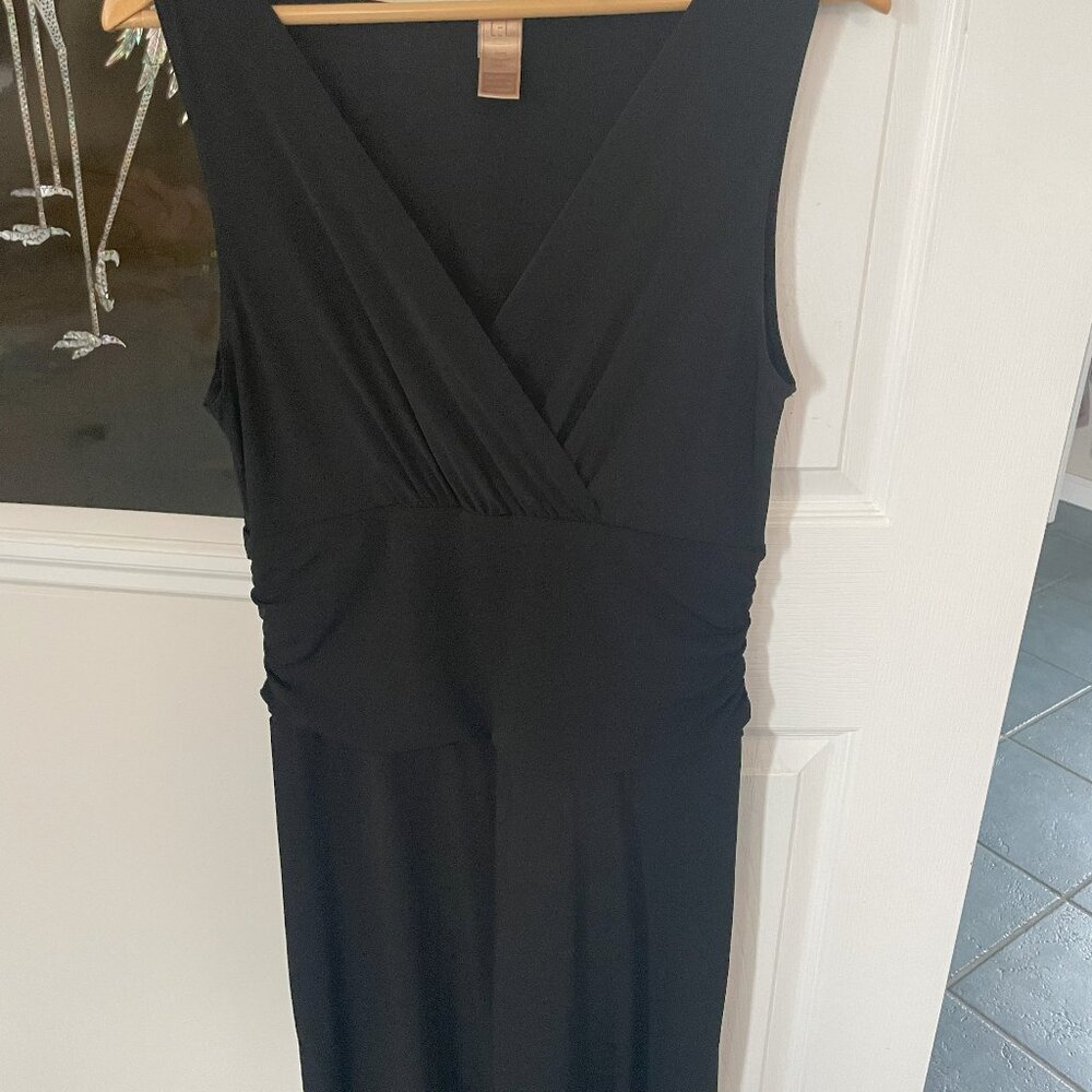 Long Ellegant Legs Black Stretch Knee Length Dress